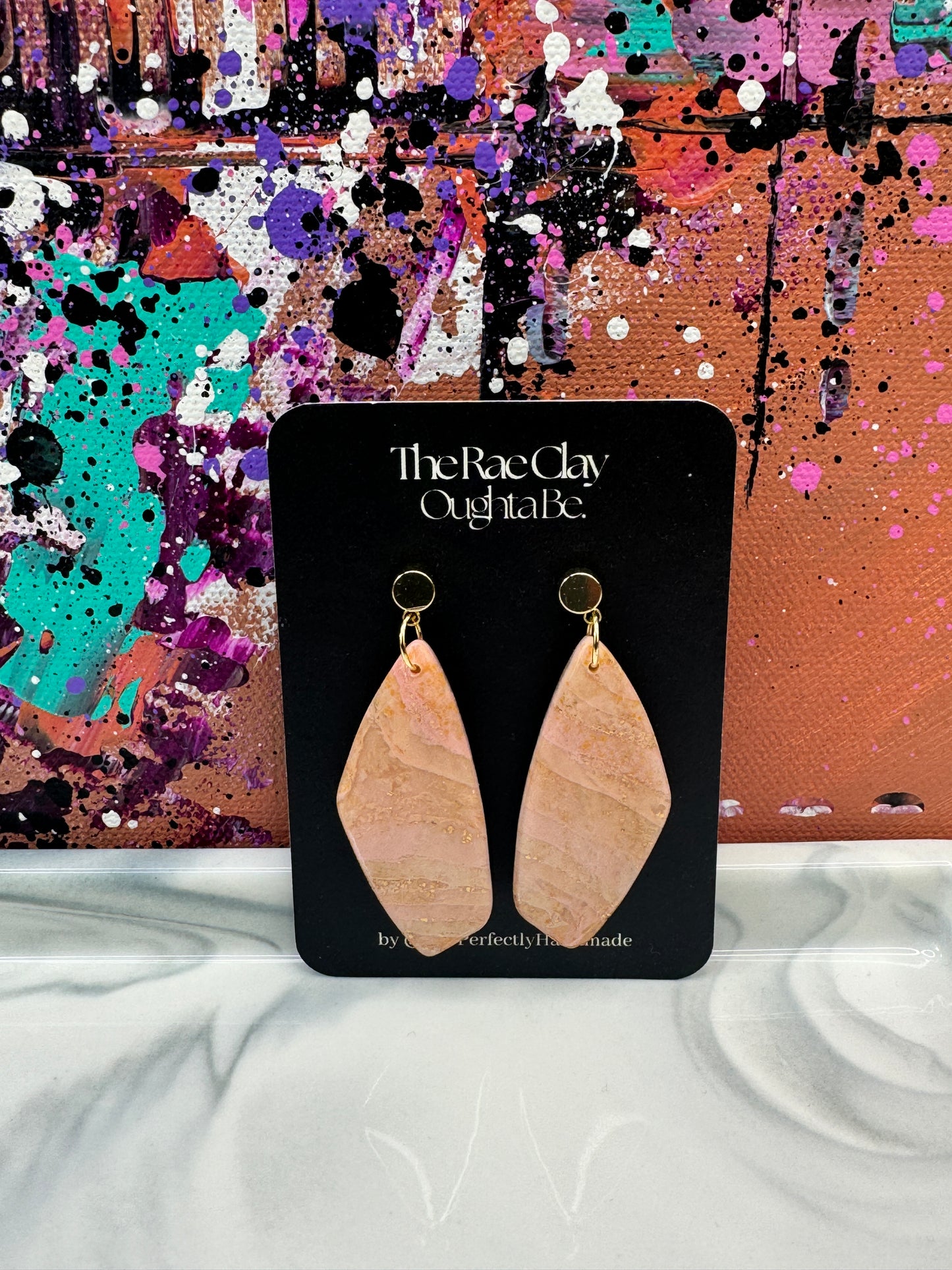 "Peach Swirl 9" Handmade Polymer Clay Earrings