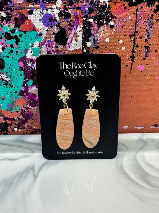 "Peach Swirl 4" Handmade Polymer Clay Earrings