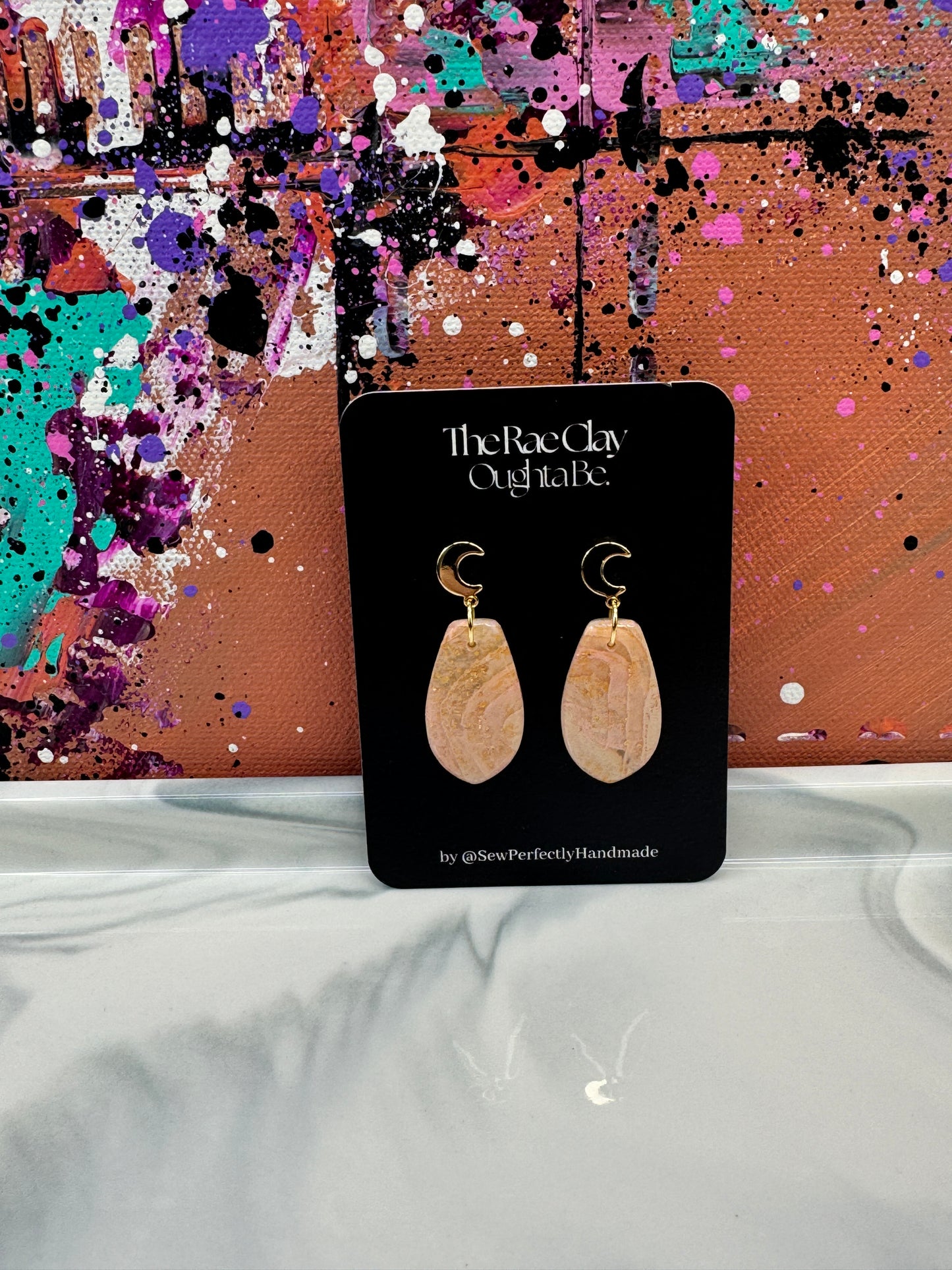 "Peach Swirl 2" Handmade Polymer Clay Earrings